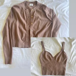 Aritzia Wilfred Cardigan and Sweater Set Sorrel Brown size S